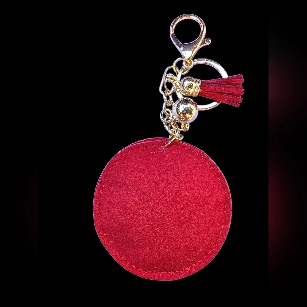 Rhinestone Leaf Bag Charm Keychain with Tassel